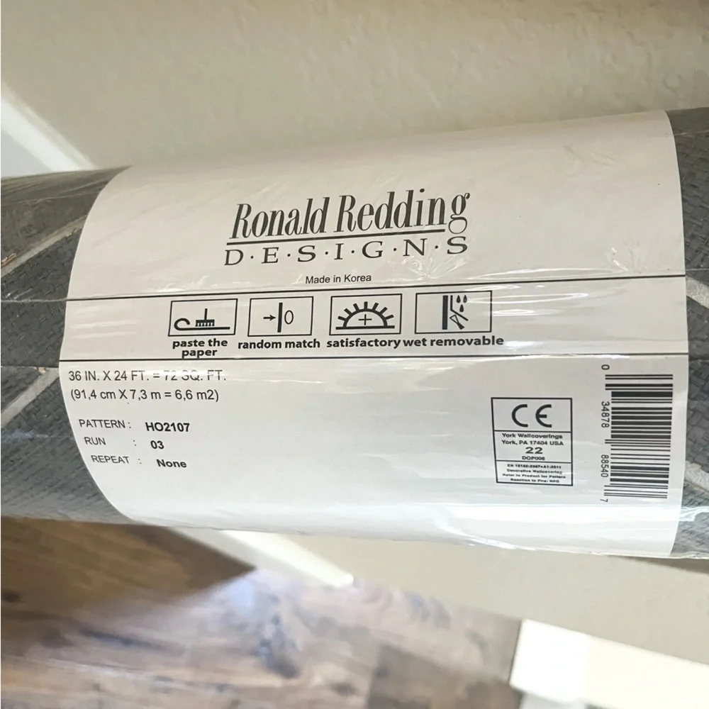 NWT Ronald Redding Wallpaper HO2107 Traveler Atelier Herringbone Gray 1 Bolt +